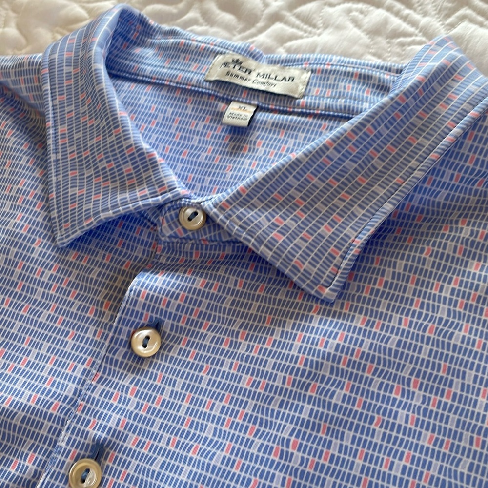 Peter Millar Short Sleeve Jersey. Light Purple-Pink-White Pattern. Size XL